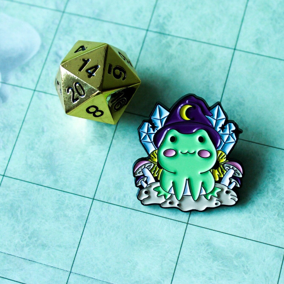 DnD Gift Crystal Wizard Frog Enamel Pin Broach Dungeons and Dragons Cute Dnd Gift Colourful - MysteryDiceGoblins
