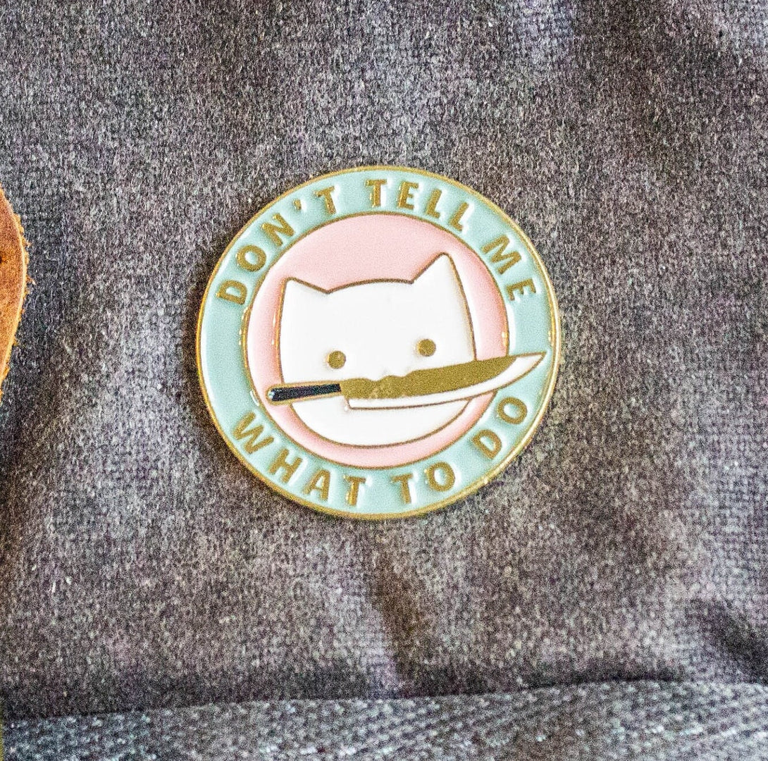 Dungeons and Dragons DnD Gift Don't Tell Me Cat Badge Enamel Pin Broach Dnd Pin Gold Pink Green Pastel - MysteryDiceGoblins
