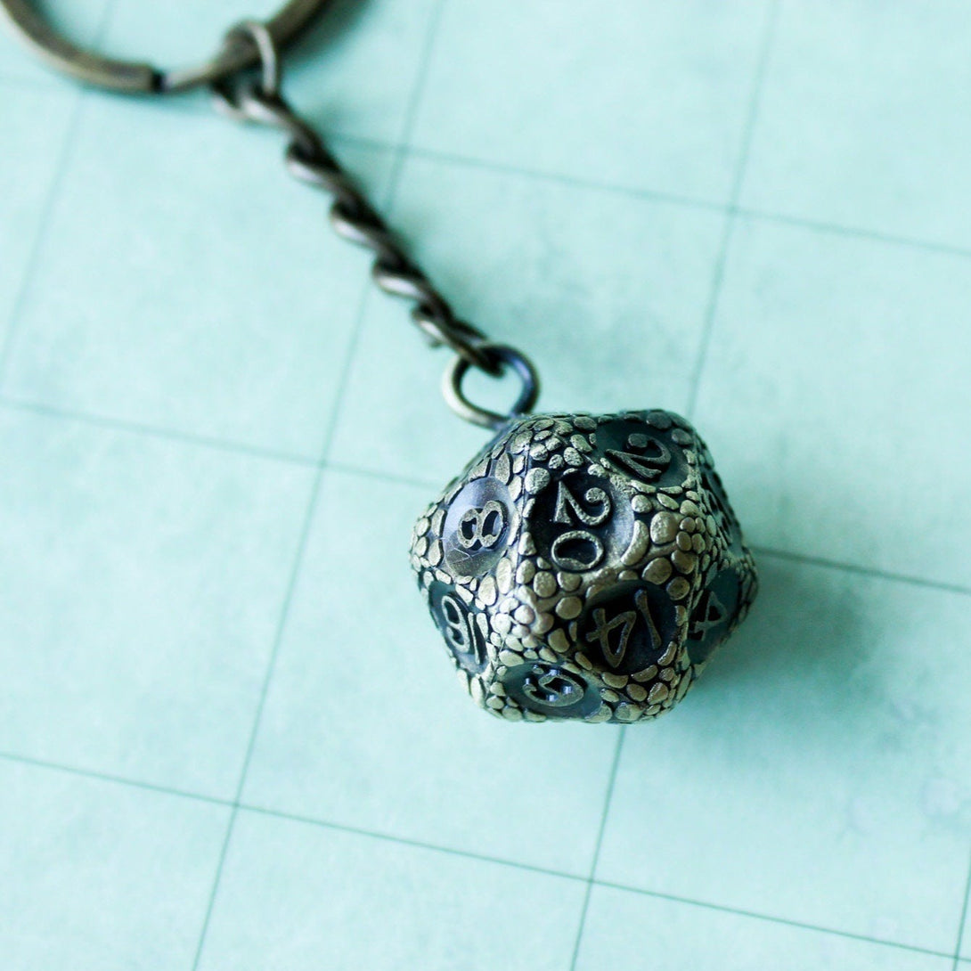 D20 Dice Dragon Scale Keyring Dnd Gift - D20 Dice DnD Key Chain - Key Ring DnD and other Tabletop RPGs - MysteryDiceGoblins