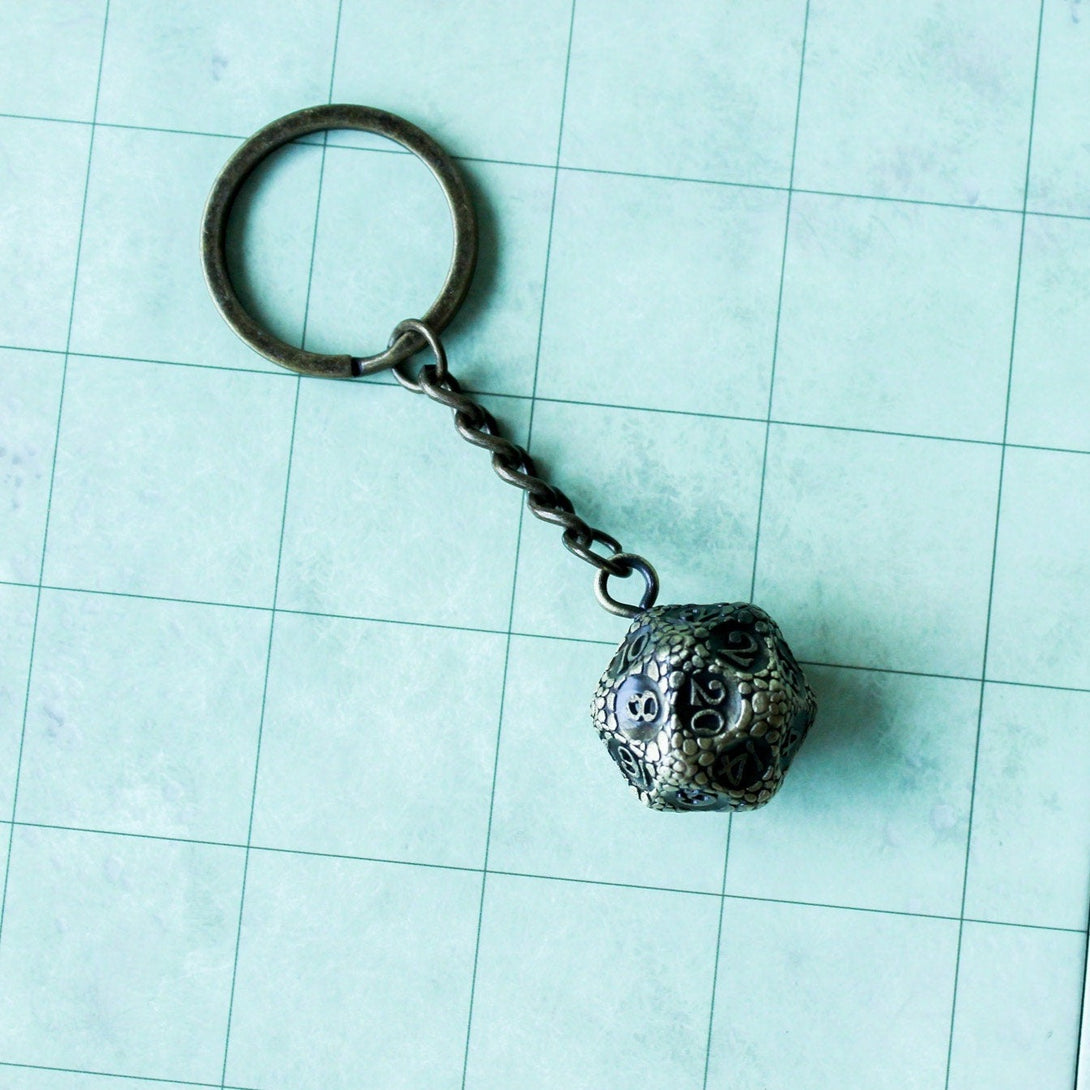 D20 Dice Dragon Scale Keyring Dnd Gift - D20 Dice DnD Key Chain - Key Ring DnD and other Tabletop RPGs - MysteryDiceGoblins