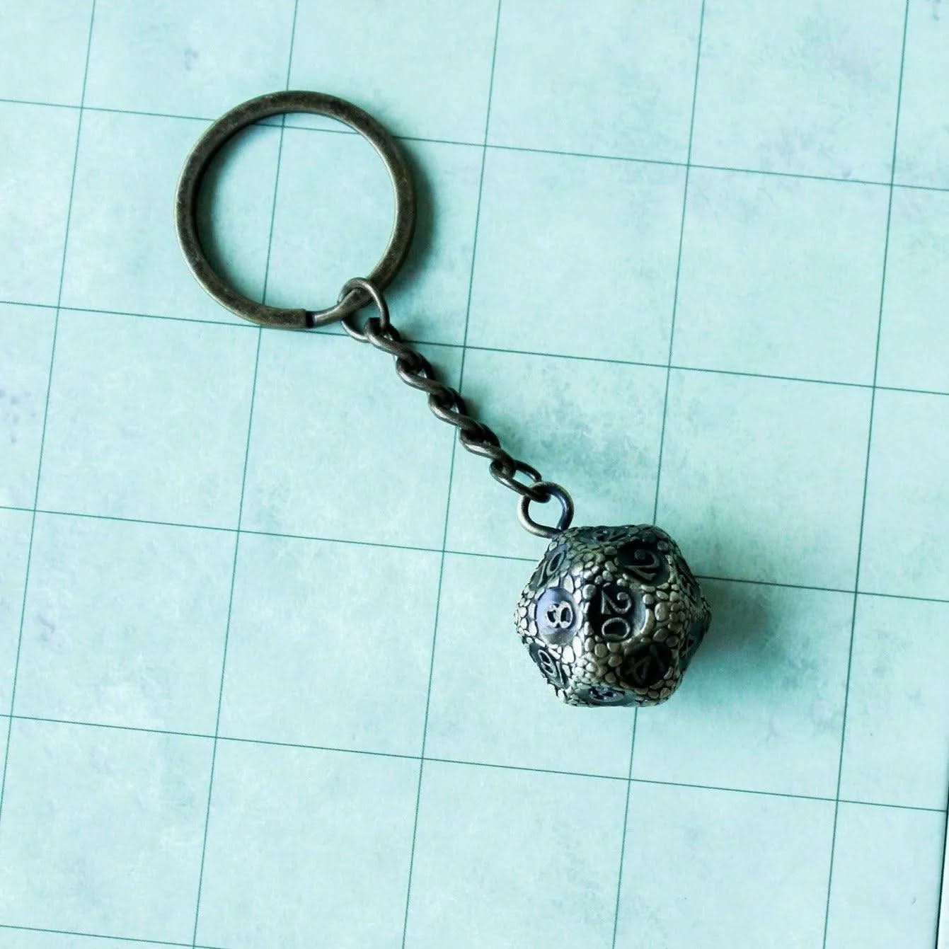 D20 Dice Dragon Scale Keyring TTRPG  Gift - D20 Dice TTRPG  Key Chain - Key Ring TTRPG  and other Tabletop RPGs - MysteryDiceGoblins