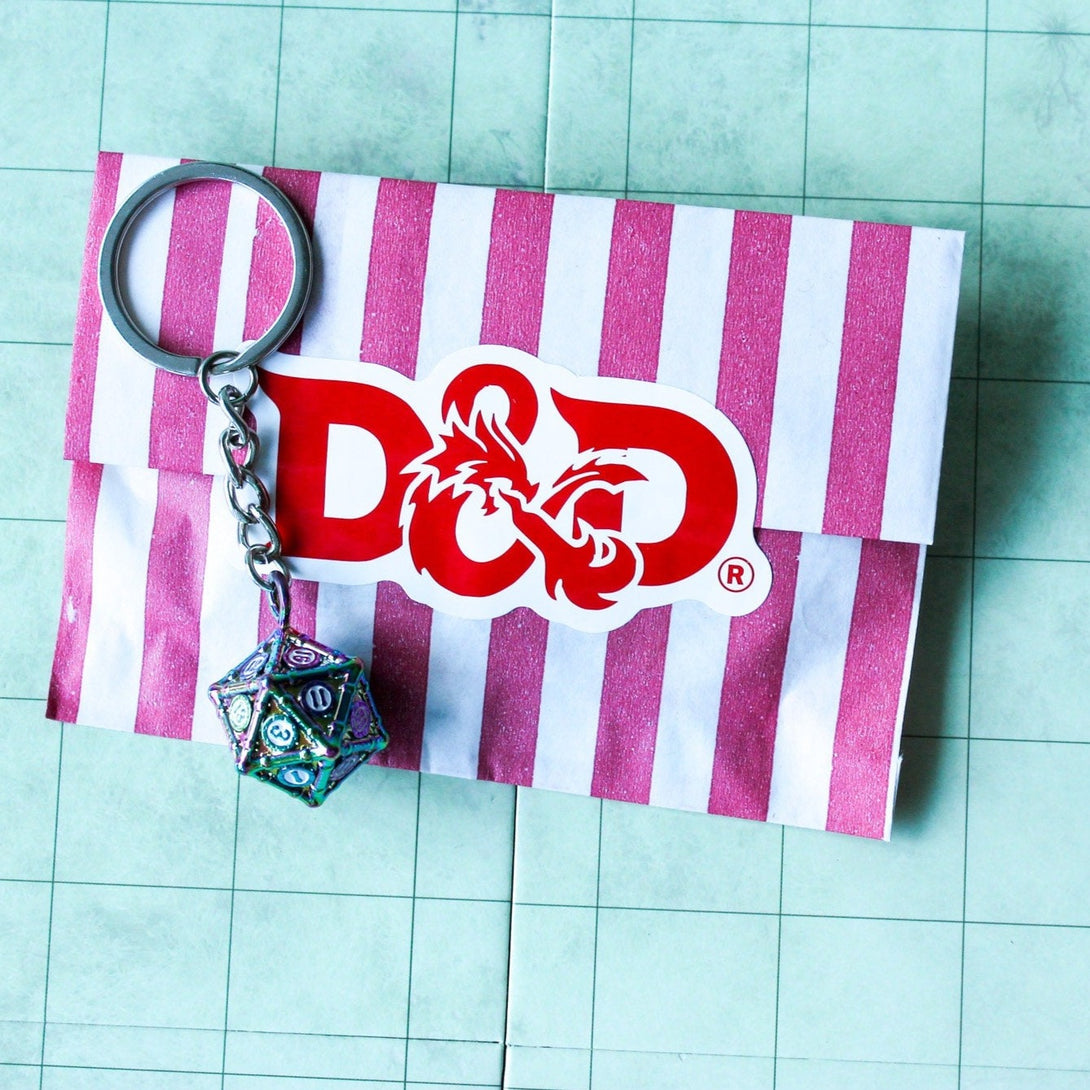 D20 Dice Rainbow Crypt Keyring Dnd Gift - D20 Dice DnD Key Chain - Key Ring DnD and other Tabletop RPGs - MysteryDiceGoblins