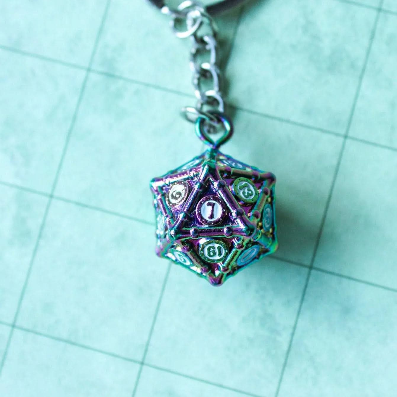 D20 Dice Rainbow Crypt Keyring TTRPG  Gift - D20 Dice TTRPG  Key Chain - Key Ring TTRPG  and other Tabletop RPGs - MysteryDiceGoblins