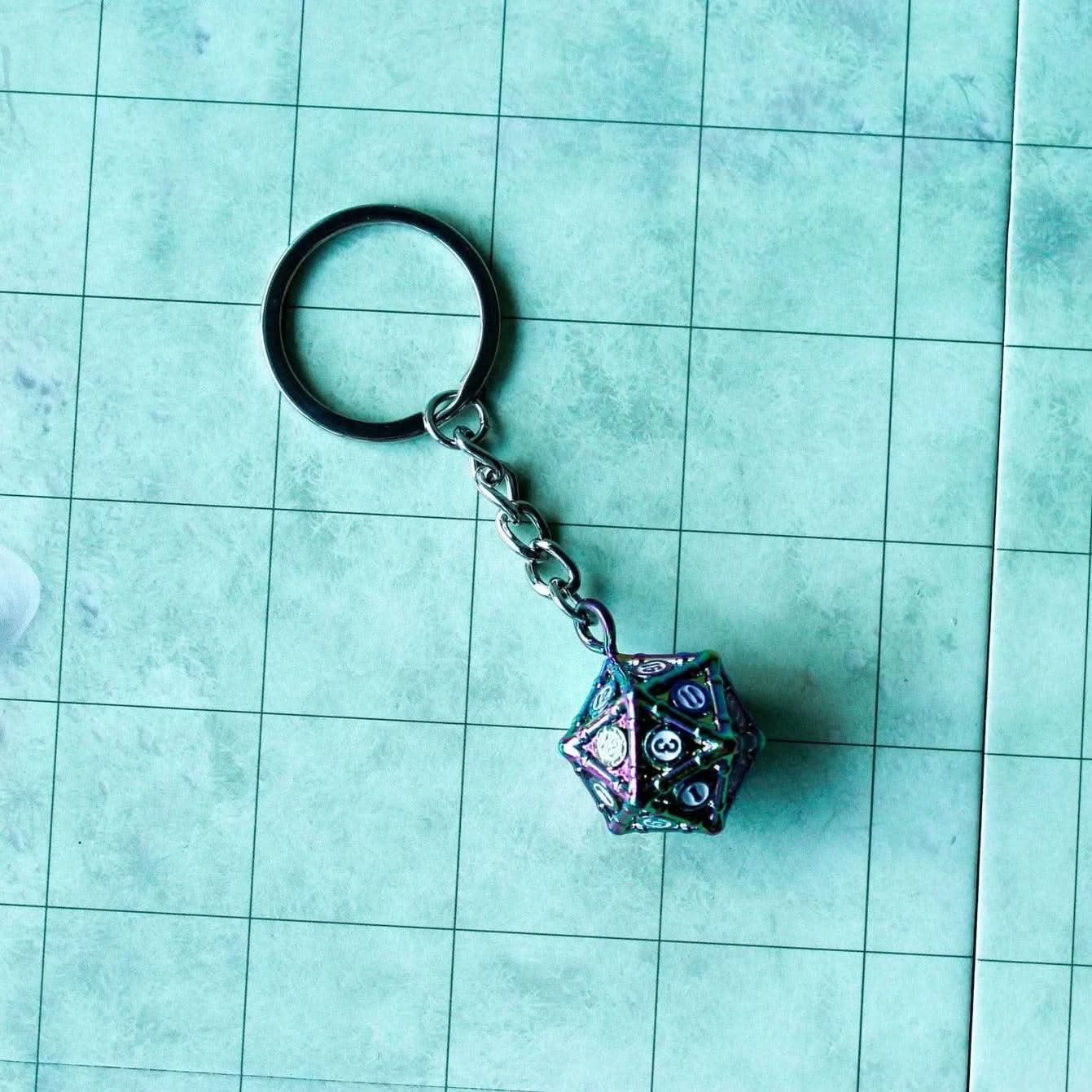 D20 Dice Rainbow Crypt Keyring