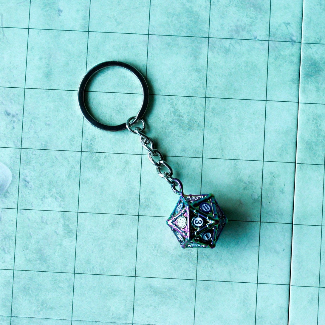 D20 Dice Rainbow Crypt Keyring Dnd Gift - D20 Dice DnD Key Chain - Key Ring DnD and other Tabletop RPGs - MysteryDiceGoblins