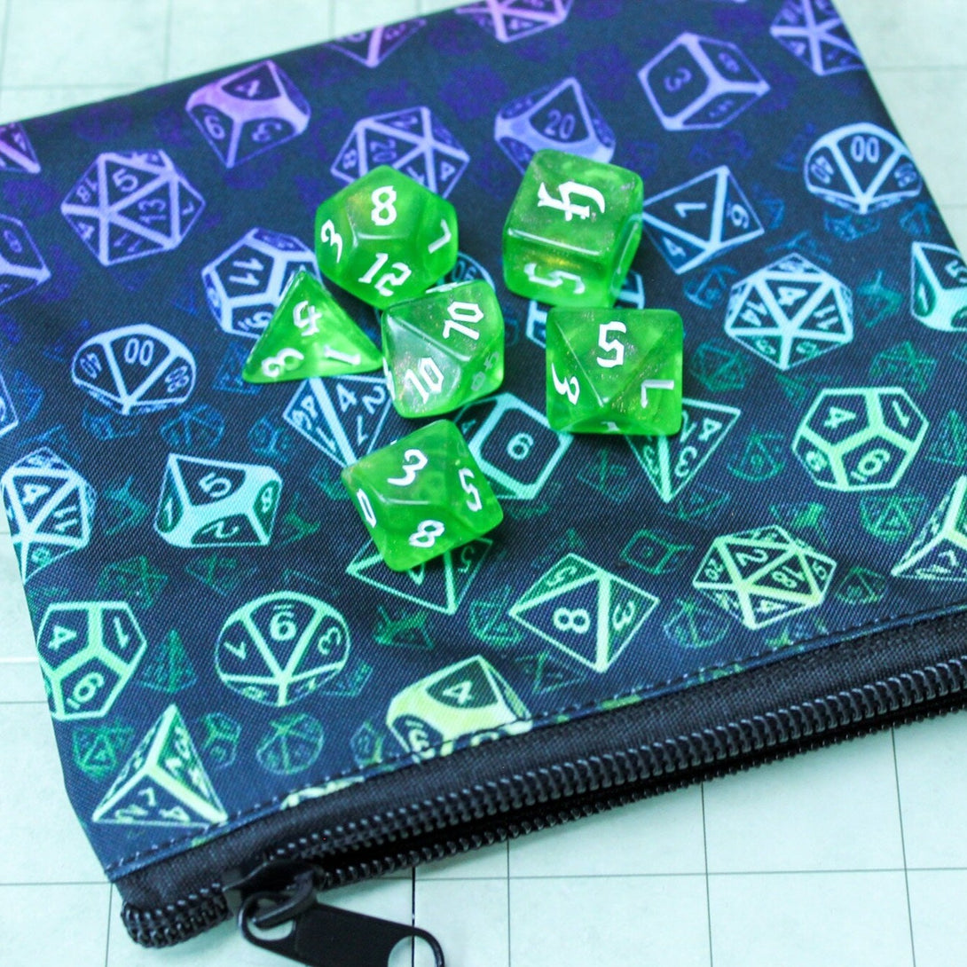 DnD Dice Zip Bag - Dungeons and Dragons Bag capacity 10+ Dice Sets - Great for Dice Goblins | Cool Patterns - MysteryDiceGoblins
