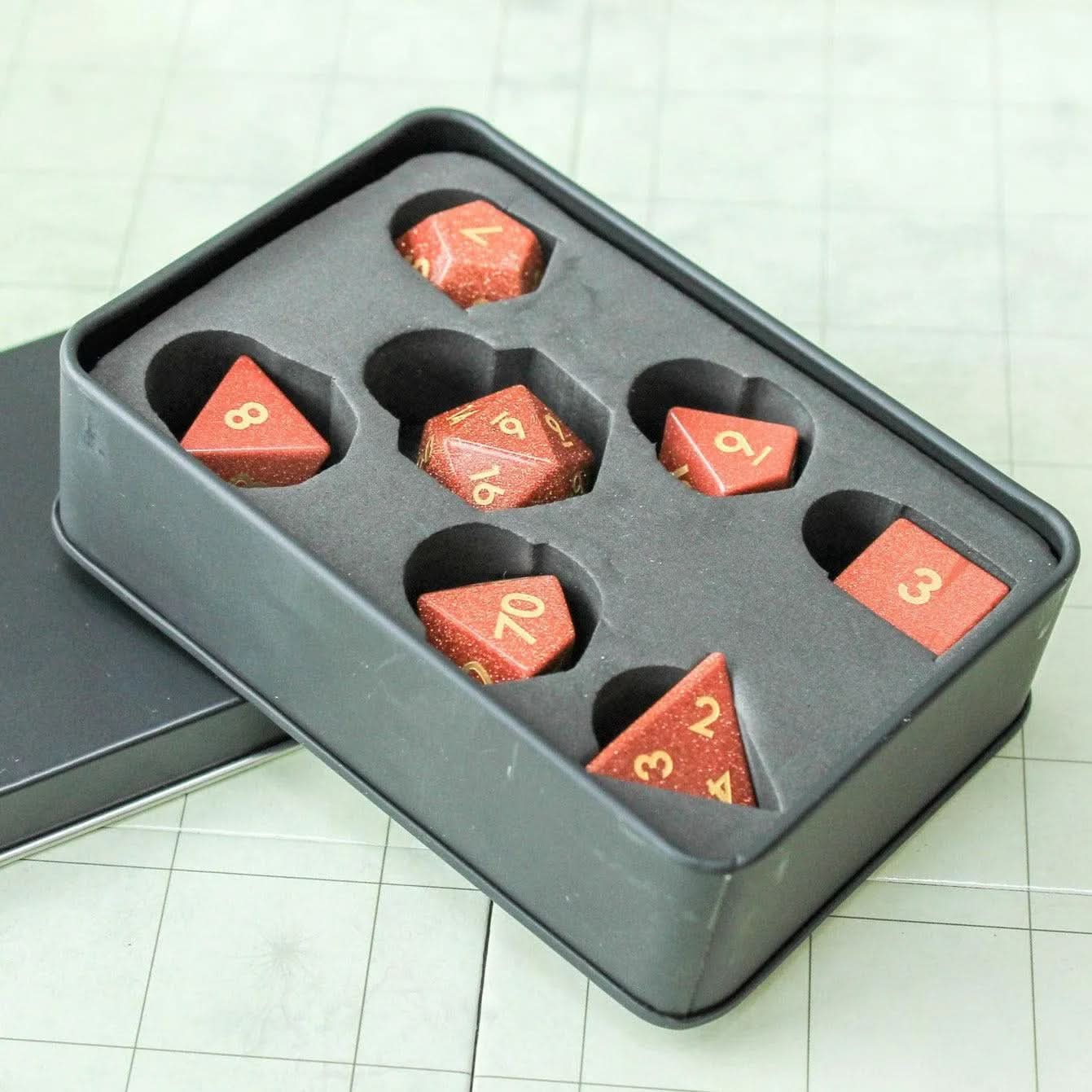 Orange Glitter Crystal Dice Set