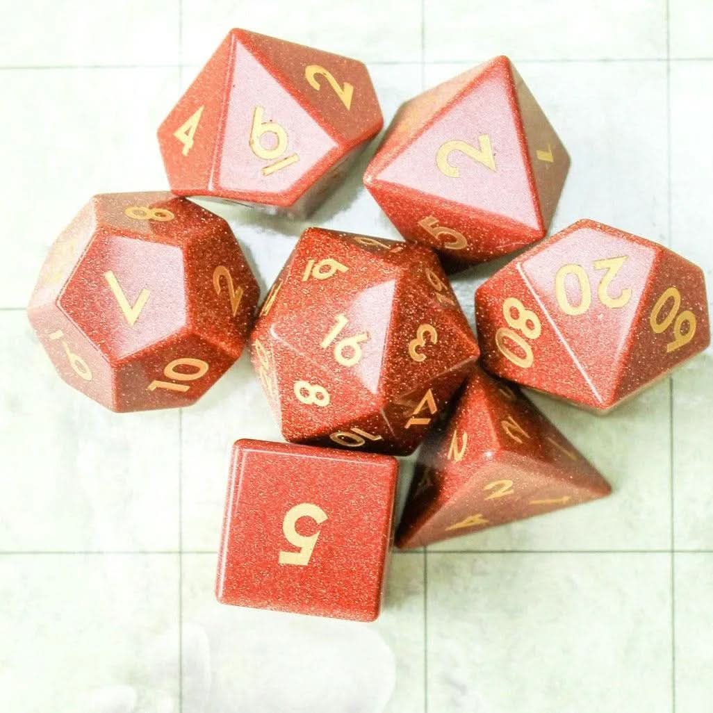 Orange Glitter Crystal TTRPG  Dice Set - Gem Dice for Dungeons & Dragons, RPG, MTG Games, Birthday Gift - MysteryDiceGoblins