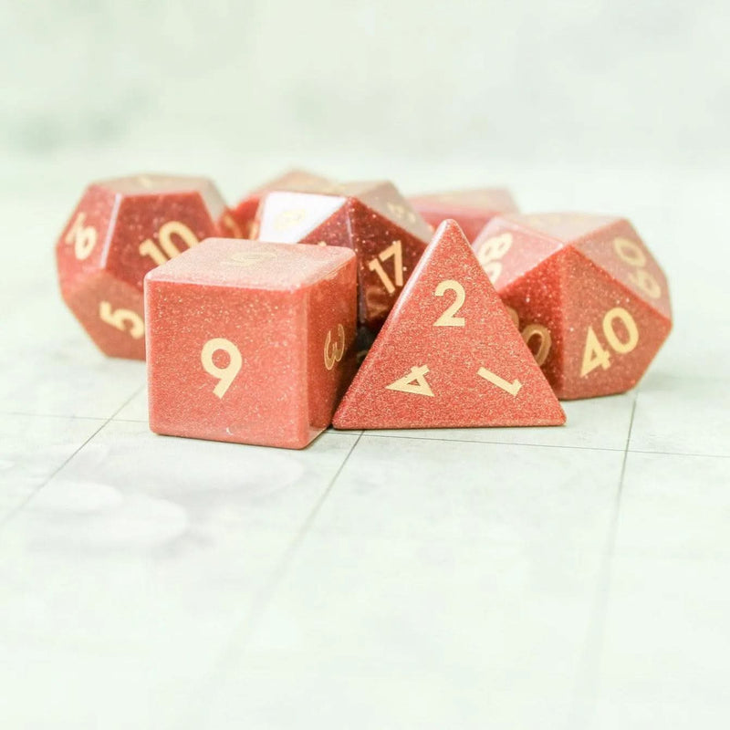 Orange Glitter Crystal Dice Set