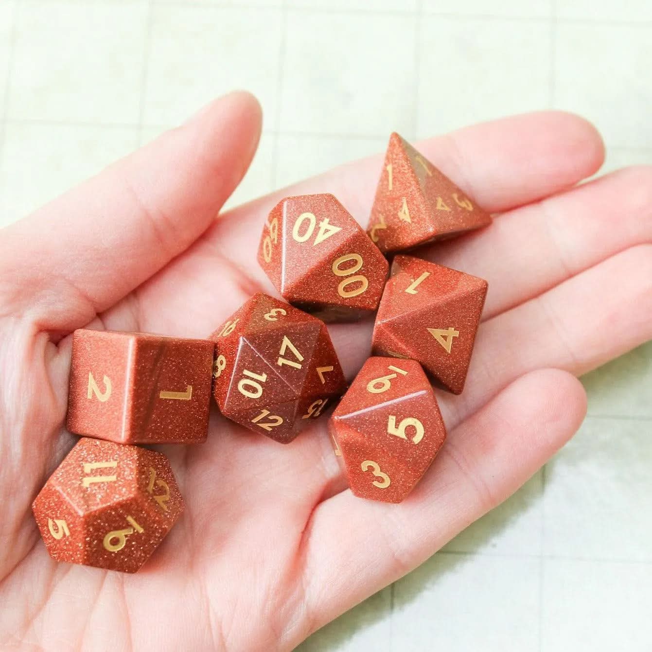 Orange Glitter Crystal Dice Set