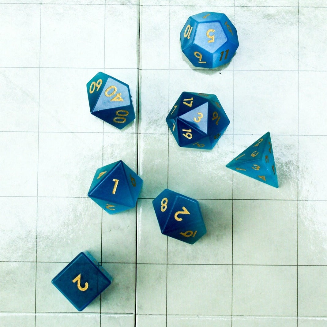 Blue Crystal DND Dice Set - Gem Dice for Dungeons & Dragons, RPG, MTG Games, Birthday Gift - MysteryDiceGoblins