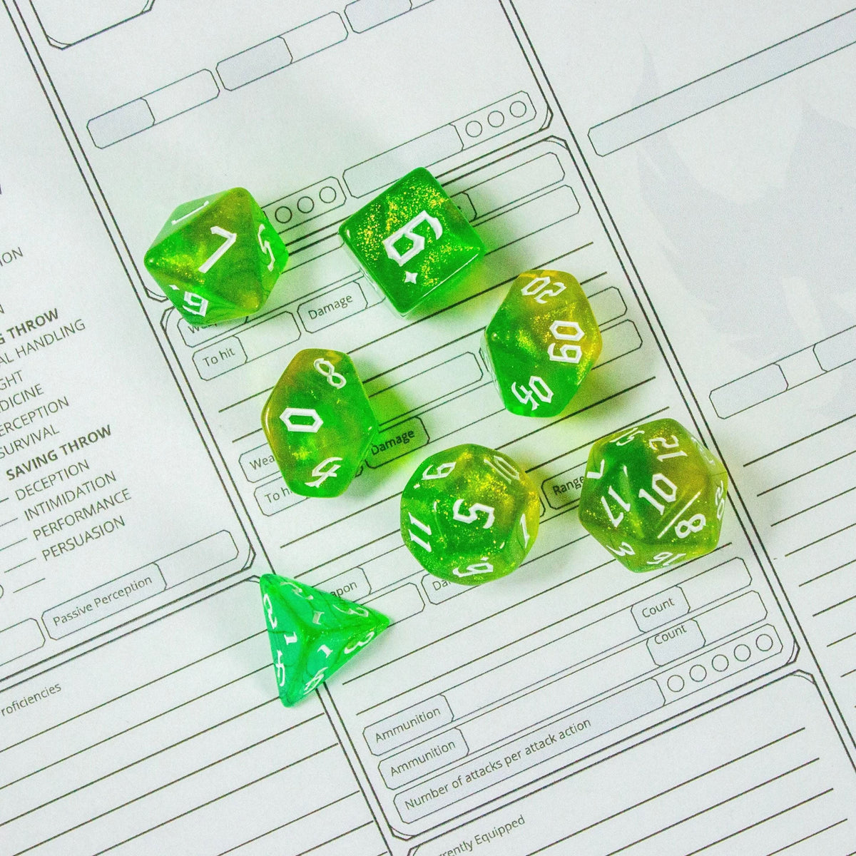 Lime Green Fog  Dice