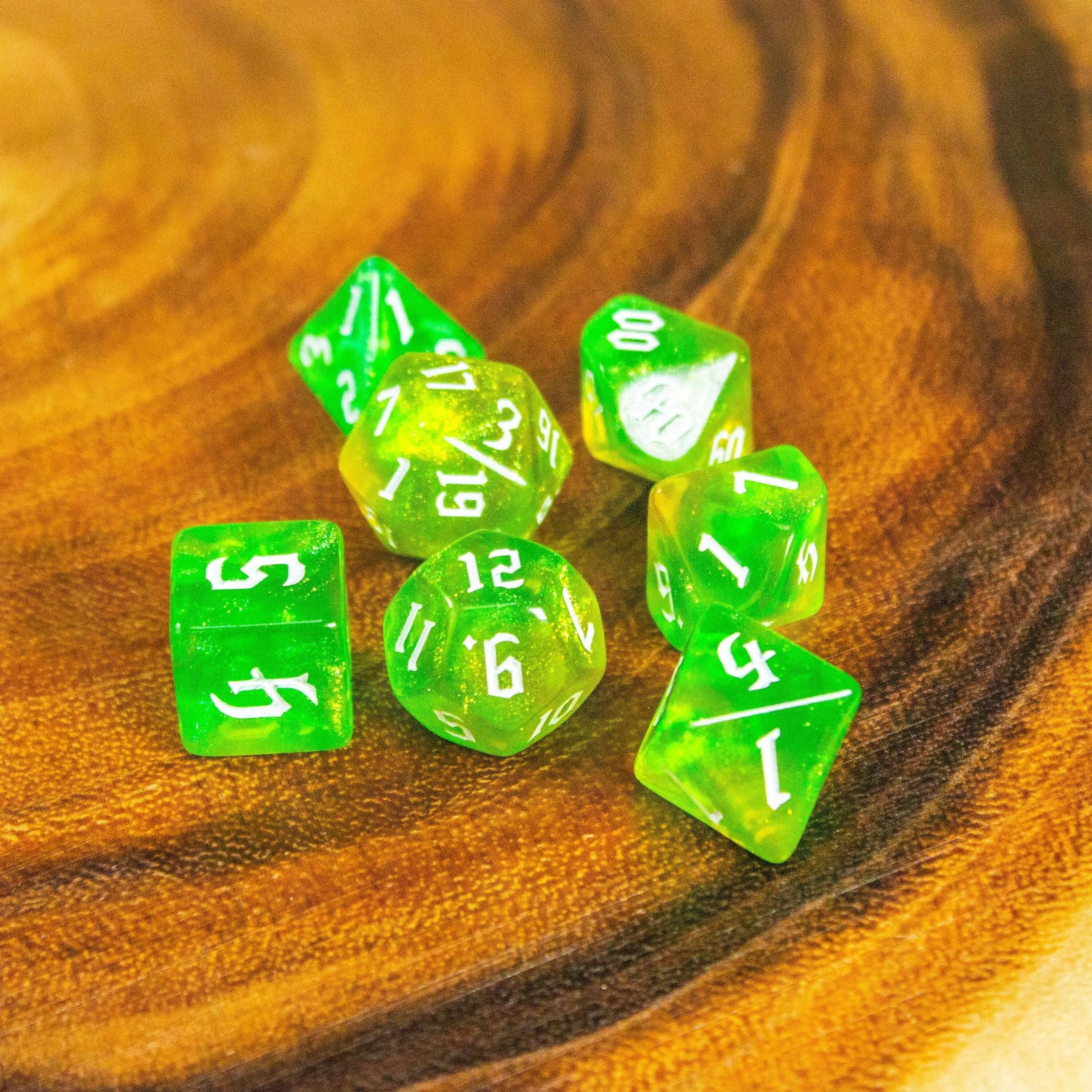 Lime Green Fog TTRPG  Dice. Channel the ethereal with these captivating, easy to read premium dice. Give your game a bit of sparkle. - MysteryDiceGoblins