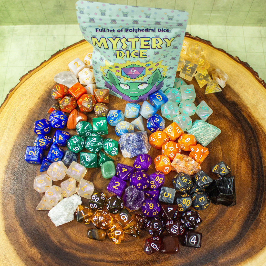 Dungeons and Dragons, Mystery Dice and Crystal Combo Bags, Polyhedral Dice never the same sets | DnD Dice - MysteryDiceGoblins