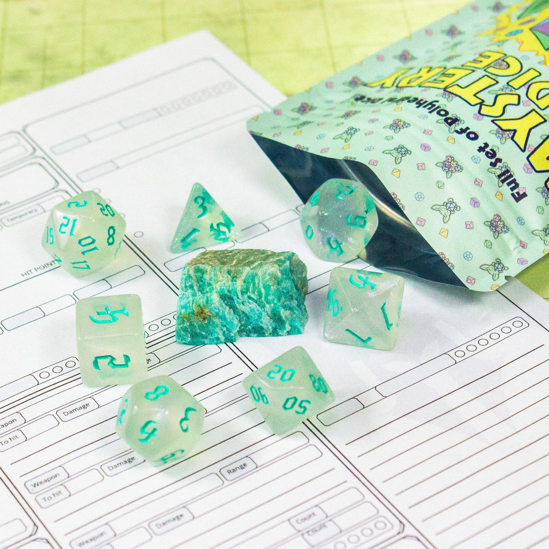 Dungeons and Dragons, Mystery Dice and Crystal Combo Bags, Polyhedral Dice never the same sets | DnD Dice - MysteryDiceGoblins