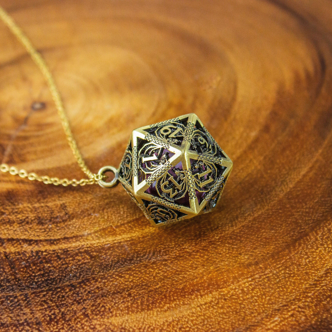 D&D D20 Dice Necklace - Removable Full Size D20 - Many Dice Colours | RPG Fantasy Gift DND - MysteryDiceGoblins