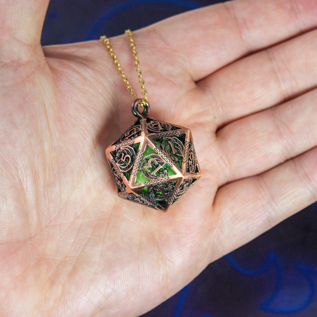 D&D D20 Dice Necklace - Removable Full Size D20 - Many Dice Colours | RPG Fantasy Gift DND - MysteryDiceGoblins