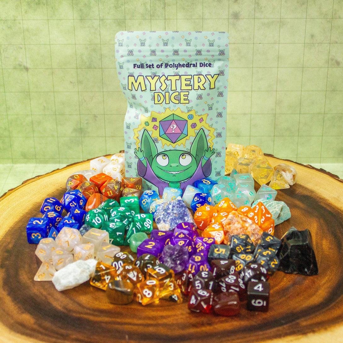 Dungeons and Dragons, Mystery Dice and Crystal Combo Bags, Polyhedral Dice never the same sets | DnD Dice - MysteryDiceGoblins