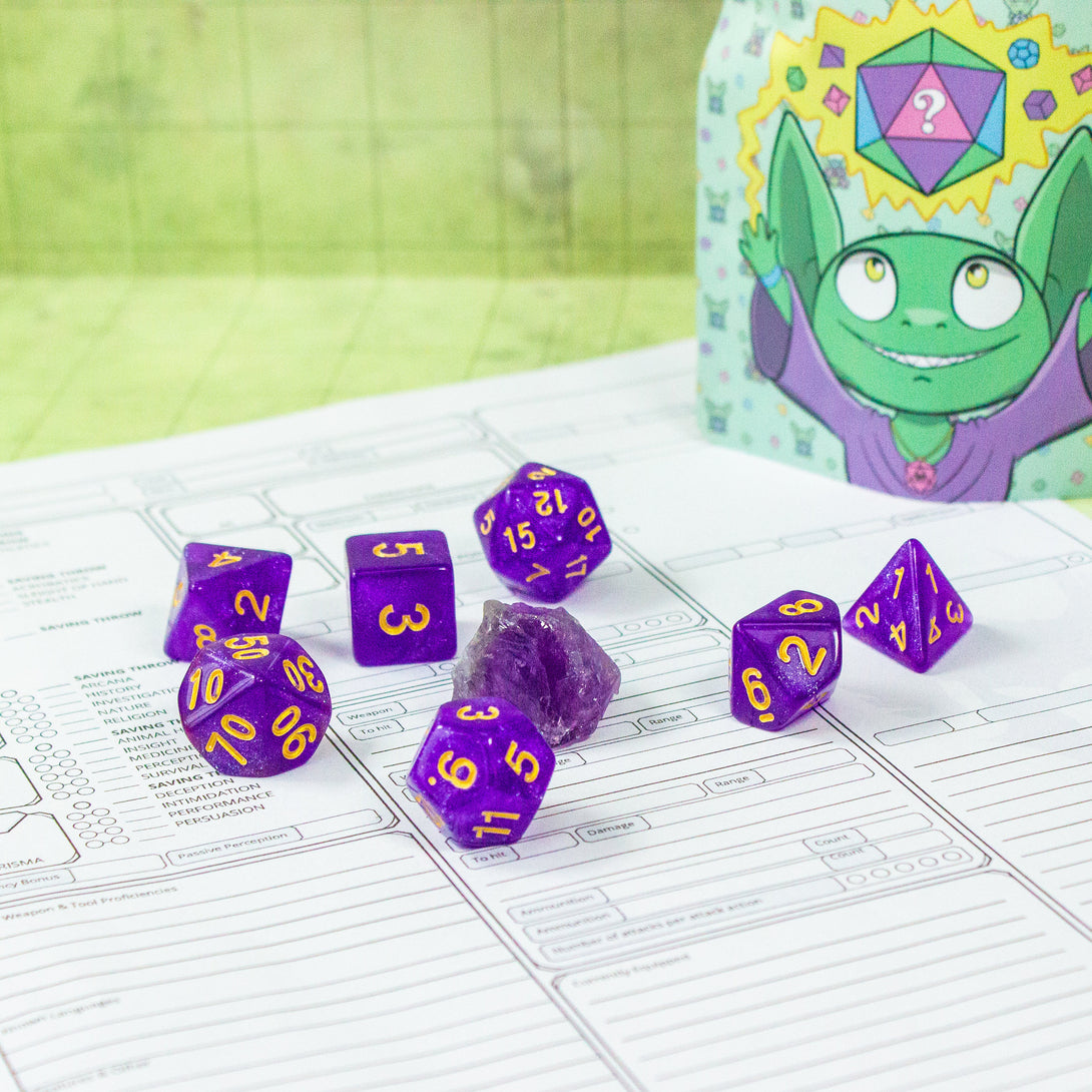 Dungeons and Dragons, Mystery Dice and Crystal Combo Bags, Polyhedral Dice never the same sets | DnD Dice - MysteryDiceGoblins
