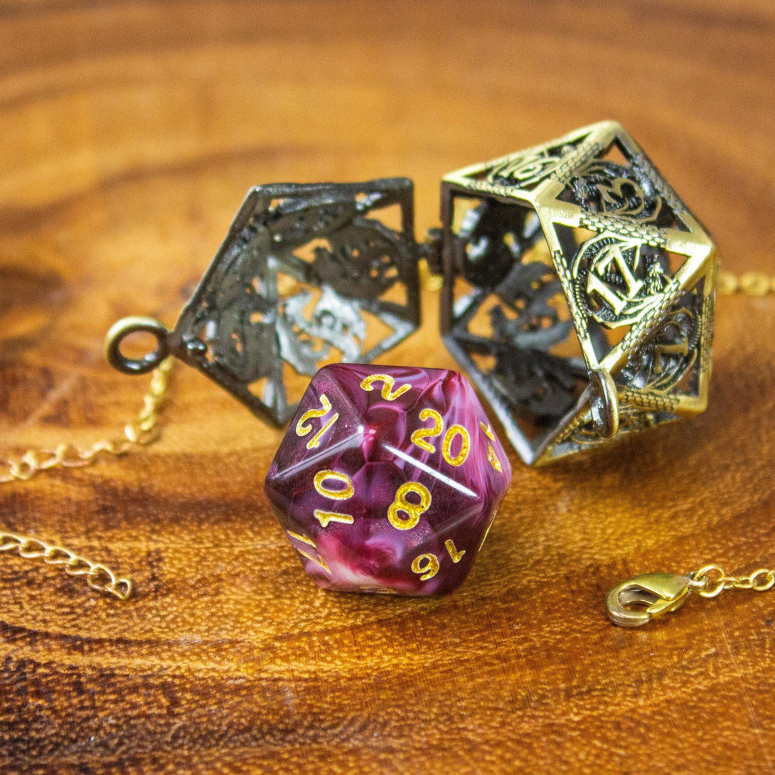 D&D D20 Dice Necklace - Removable Full Size D20 - Many Dice Colours | RPG Fantasy Gift DND - MysteryDiceGoblins