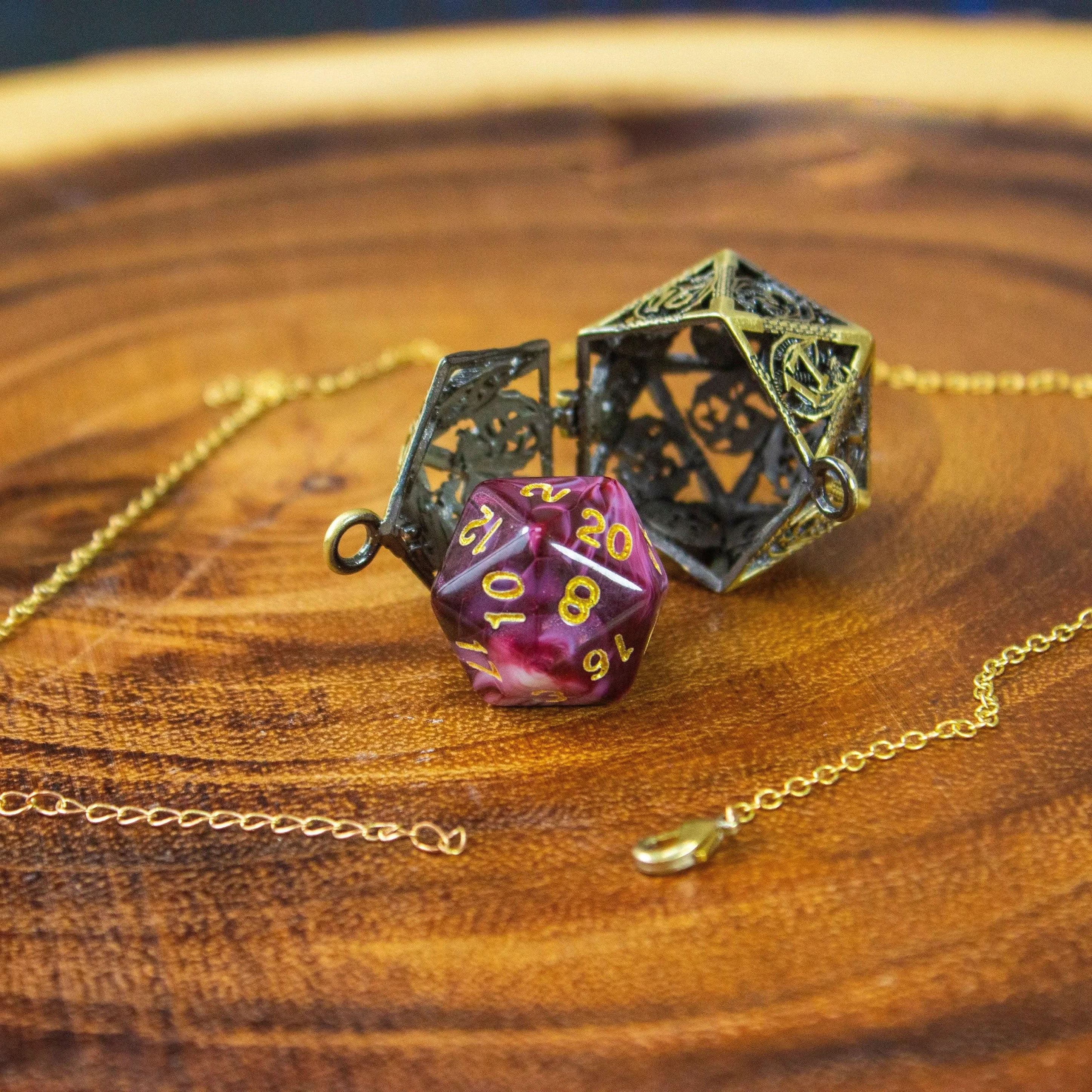 D&D D20 Dice Necklace - Removable Full Size D20 - Many Dice Colours | RPG Fantasy Gift TTRPG  - MysteryDiceGoblins